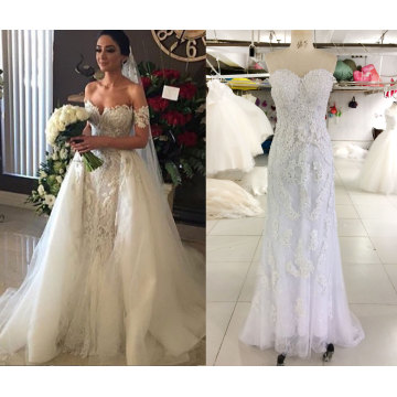 2016 venta del estallido 2 en 1 vestido de boda con el tren de Tulle